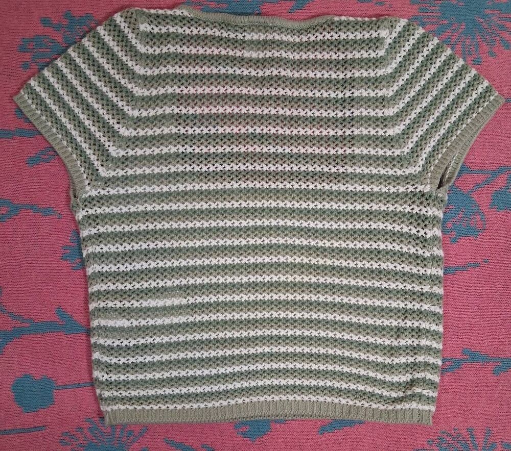 Hollister womens medium square neck crochet knit top sage green cotton - Picture 4 of 8